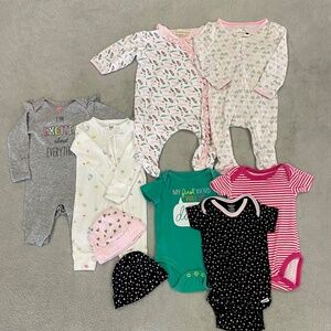 Newborn Baby Bundle Onesies, Pajamas & Hats 10+ Pieces